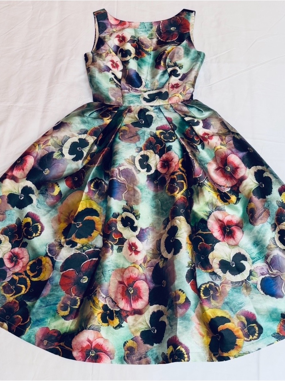 Chi Chi London Floral Fit-and-Flare Dress in Teal, Pink, Yellow, Black